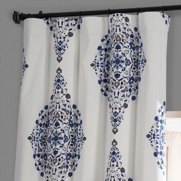 Kerala Blue Printed Cotton Blackout Single Panel Curtain, image 2