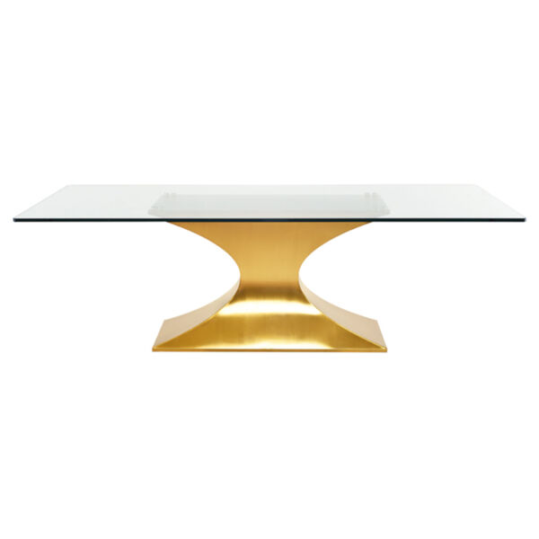 Praetorian Clear and Brushed Gold Dining Table, image 2