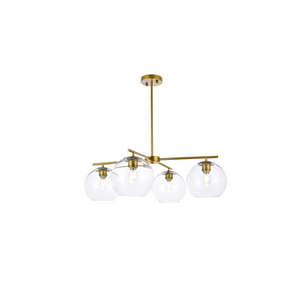 Opus Brass and Clear Four-Light Pendant, image 1