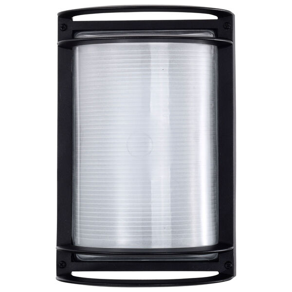 Black LED Rectangular Bulk Head Outdoor Wall Mount with White Glass, image 3