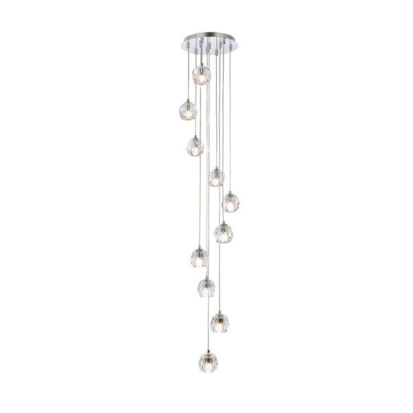 Eren Chrome 10-Light Pendant with Royal Cut Clear Crystal, image 1
