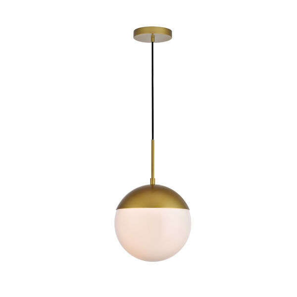Eclipse Brass and Frosted White 10-Inch One-Light Pendant, image 1
