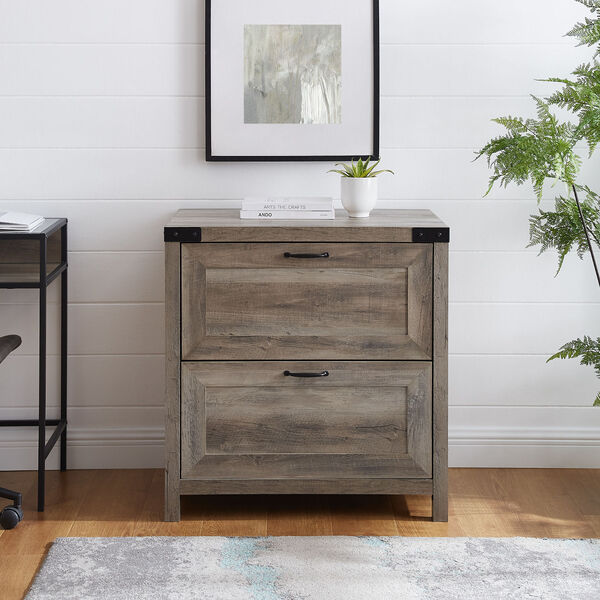 Grey Wash Filing Cabinet with Two Drawer, image 4