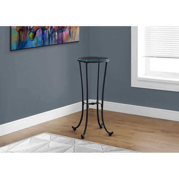 Accent Table - Hammered Black Metal with Tempered Glass, image 1