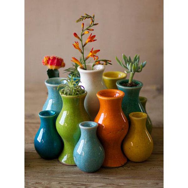Multi-Colored Ceramic Vases, Set of 13, image 1