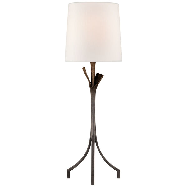 Fliana Table Lamp in Aged Iron with Linen Shade by AERIN, image 1