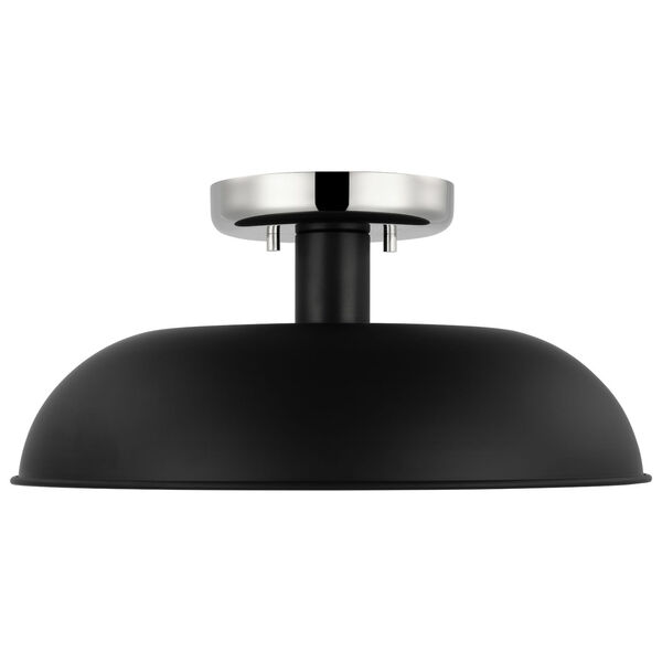 Colony Matte Black and Polished Nickel 15-Inch One-Light Semi Flush Mount, image 3