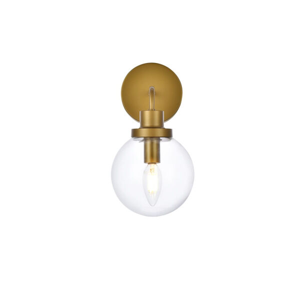 Hanson Brass and Clear Shade One-Light Bath Vanity, image 1
