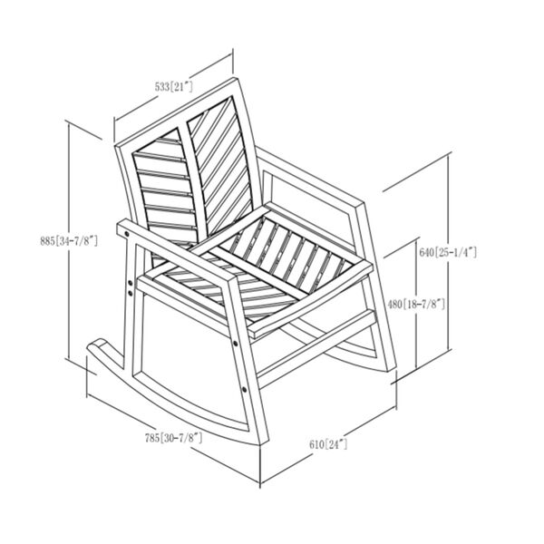 Gray Wash 35-Inch Outdoor Chevron Rocking Chair, image 6