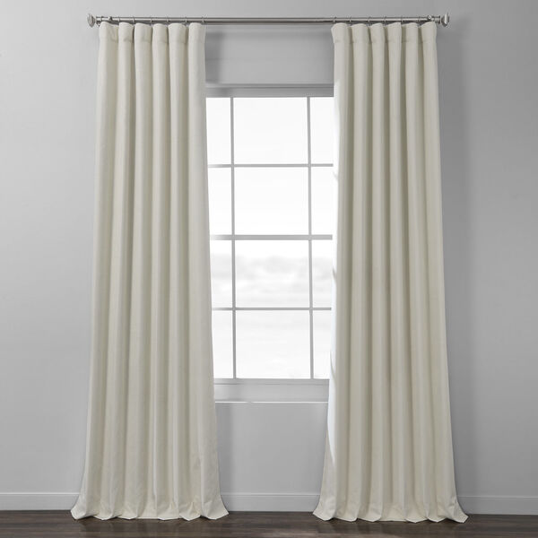 Ivory Italian Textured Faux Linen Hotel Blackout Curtain Single Panel, image 1