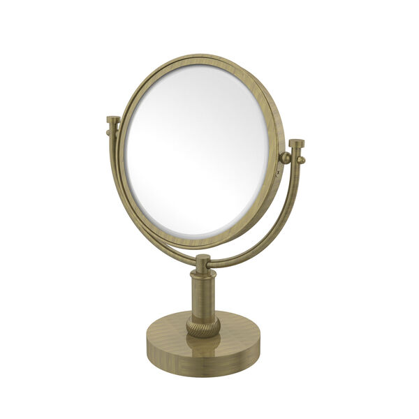 8 Inch Vanity Top Make-Up Mirror 2X Magnification, Antique Brass, image 1