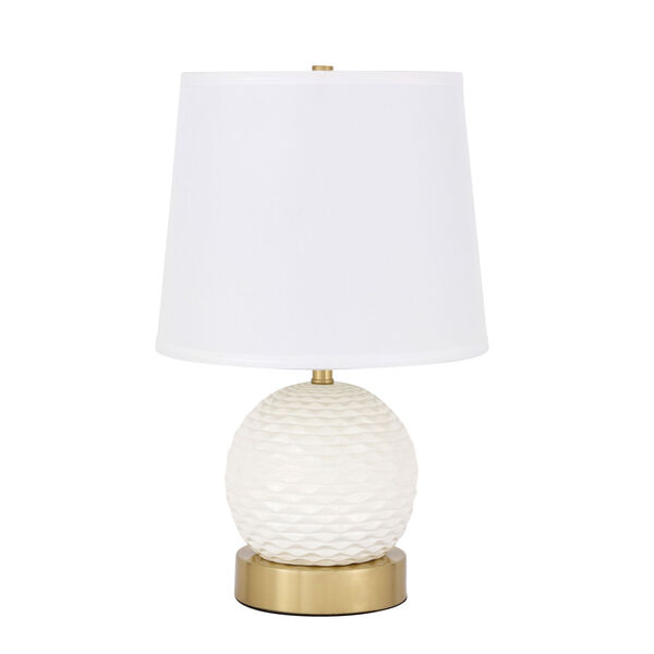 Haven Brushed Brass and White 12-Inch One-Light Table Lamp, image 1