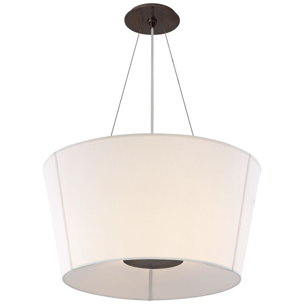 Hoop Medium Inverted Hanging Shade in Bronze with Linen Shade by Barbara Barry, image 1