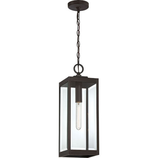 Pax Bronze 7-Inch One-Light Outdoor Hanging Lantern with Beveled Glass, image 4