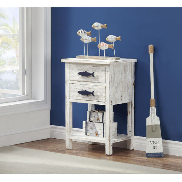 Schools Out White and Blue Two-Drawer Accent Table, image 4