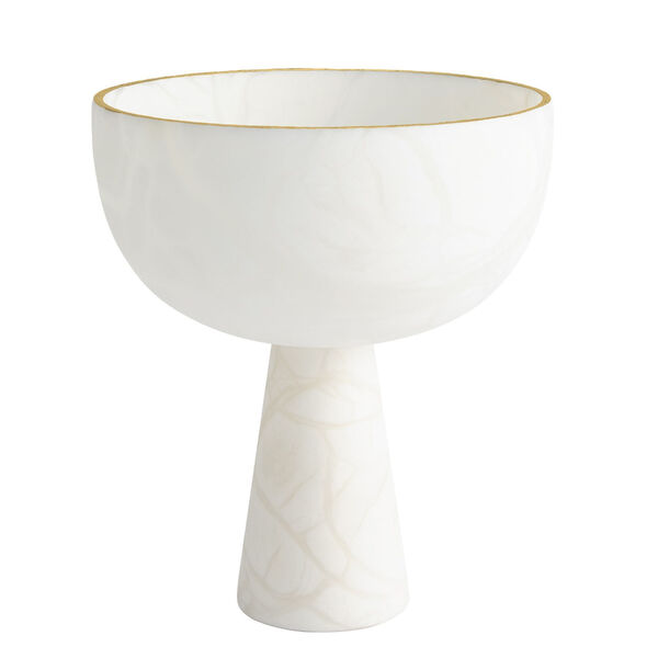 White Footed Alabaster Bowl with Gold, image 1