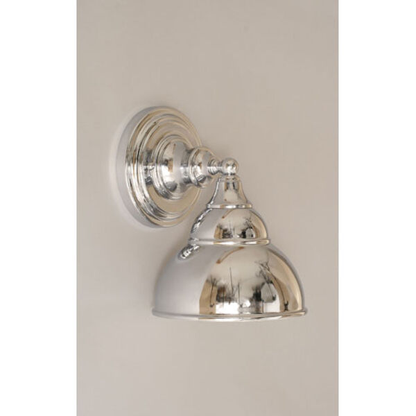 Chrome Wall Sconce with Double Bubble Metal shade, image 1
