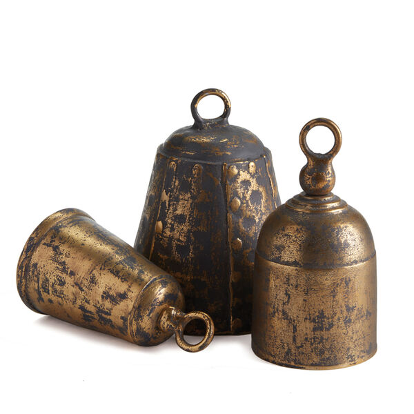 Antique Brass La Taverna Bells Decorative Objects, Set of Three, image 1