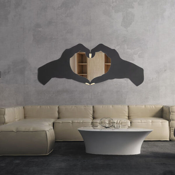 Loving Hands Matte Black French Gold 60 x 24 Inch Wall Mirror, image 5