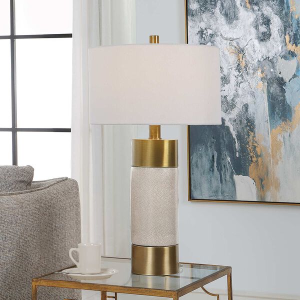 Adelia Ivory and Brass Table Lamp, image 2