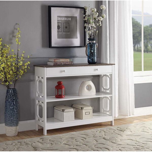 Convenience Concepts Omega Driftwood, White Omega Console Table