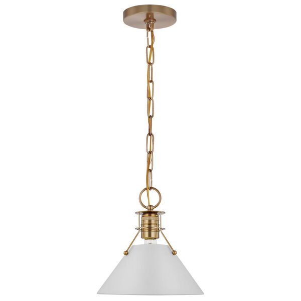 Outpost Matte White and Burnished Brass One-Light Pendant, image 2
