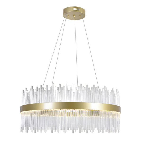 Genevieve Medallion Gold 32-Inch LED Chandelier with K9 Clear Crystals, image 1