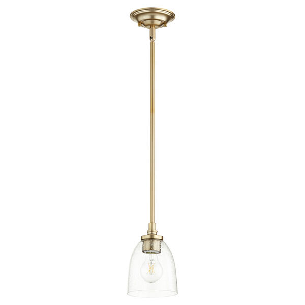 Rossington Aged Brass with Clear Five-Inch One-Light Mini Pendant, image 1