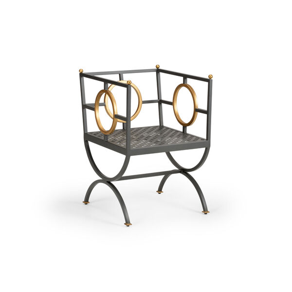 Dark Brown and Brass Circle Chair, image 1