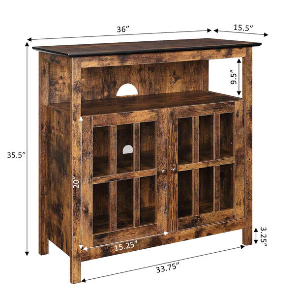 Big Sur Highboy Barnwood TV Stand with Storage Cabinets, image 3