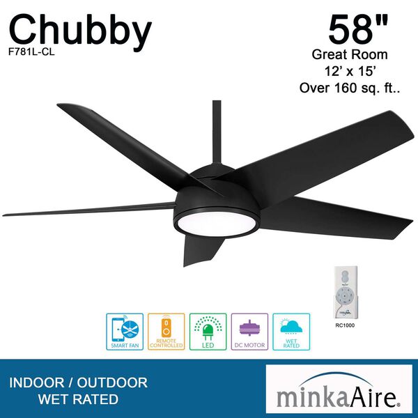 Chubby 58-Inch Integrated LED Outdoor Ceiling Fan with Wi-Fi, image 6