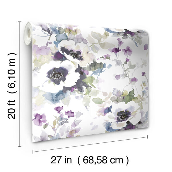 Garden Anemone Lilac and Green Peel and Stick Wallpaper, image 5