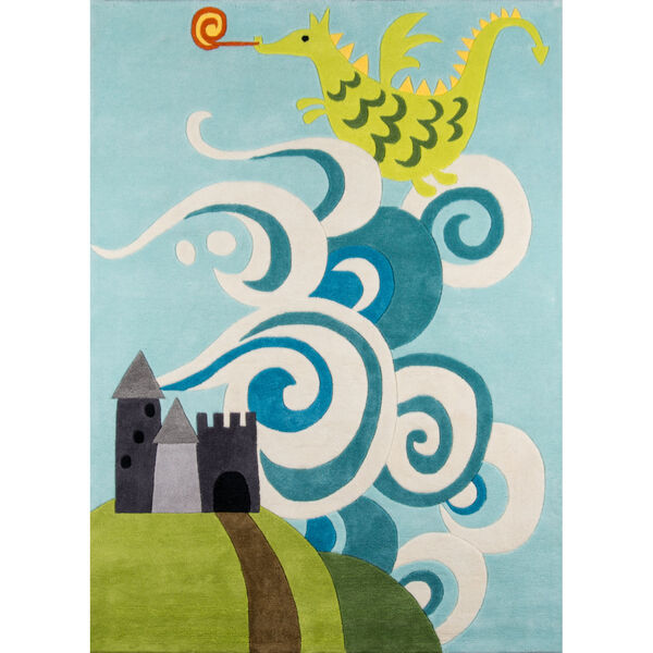 Lil Mo Whimsy Fairytale Dragon Sky Rectangular: 5 Ft. x 7 Ft. Rug, image 1