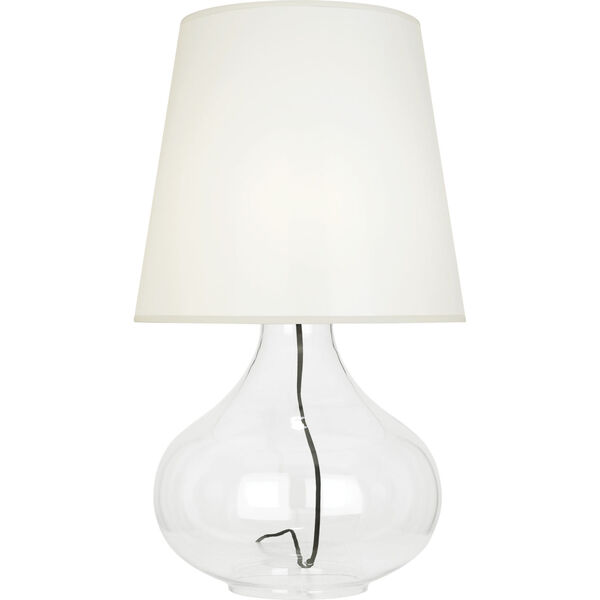 June Clear Glass Body One-Light Table Lamp With White Organza Fabric Shade, image 1