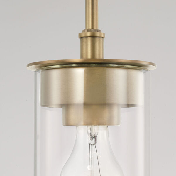 HomePlace Mason Aged Brass One-Light Mi Semi-Flush or Pendant with Clear Glass, image 3