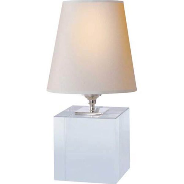 Terri Cube Accent Lamp in Crystal with Natural Paper Shade by Thomas O'Brien, image 1