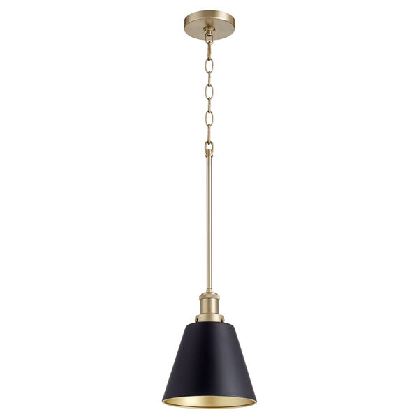 Noir and Aged Brass One-Light 10-Inch Mini Pendant, image 1