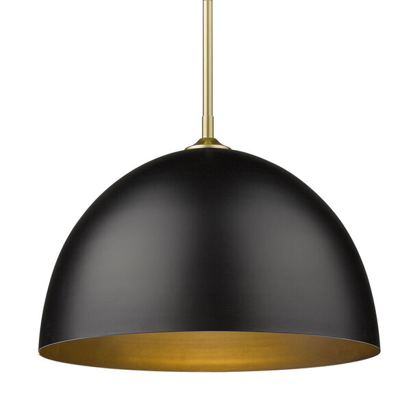 Zoey Olympic Gold 16-Inch One-Light Pendant with Matte Black Shade, image 1