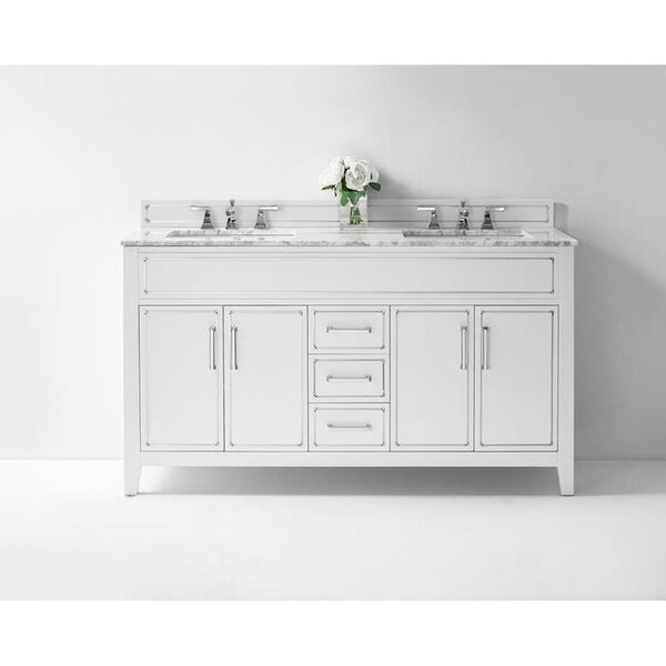 Aspen White 60-Inch Bath Vanity Set with Italian Carrara White Marble, image 1