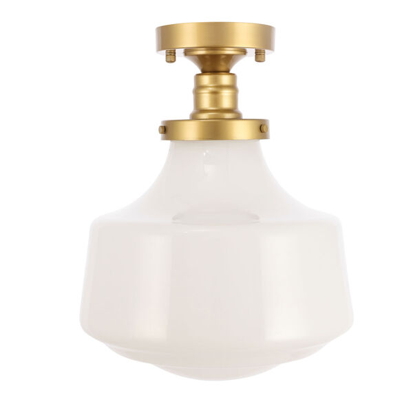 Lyle Brass 11-Inch One-Light Flush Mount with Frosted White Glass, image 3
