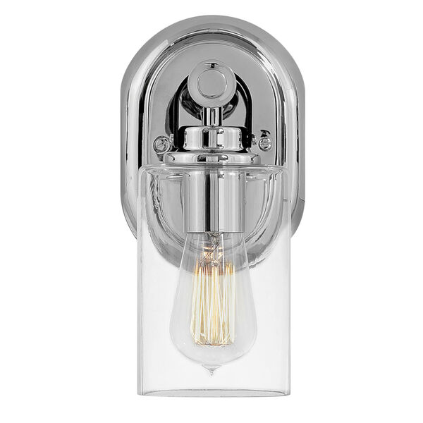 Halstead Chrome One-Light Bath Vanity With Clear Glass, image 1