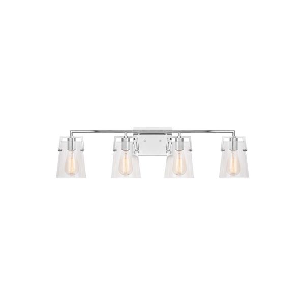 Crofton Chrome Four-Light Bath Vanity with Clear Glass by Drew and Jonathan, image 1