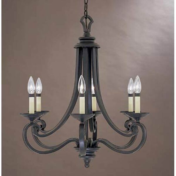 Messina Natural Iron Six-Light Chandelier, image 1