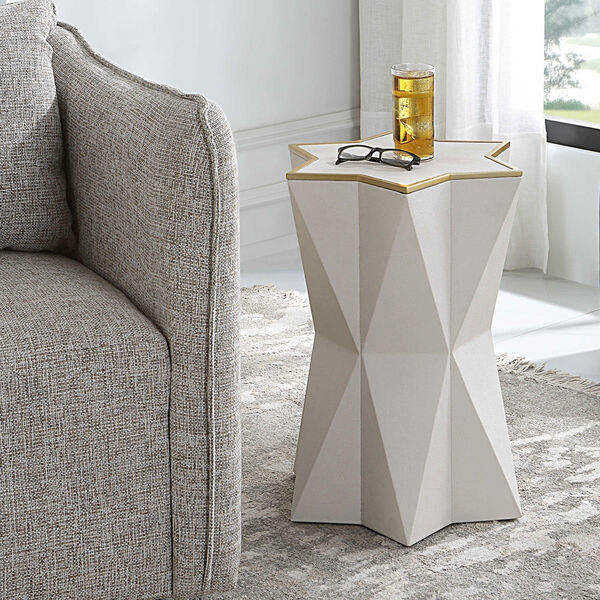 Capella White and Gold Accent Table, image 2