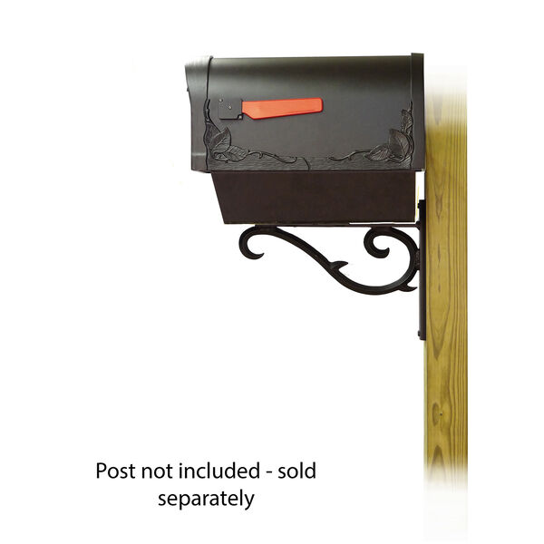 Curbside Black Floral Mailbox with Newspaper Tube and Sorrento Front Single Mounting Bracket, image 3