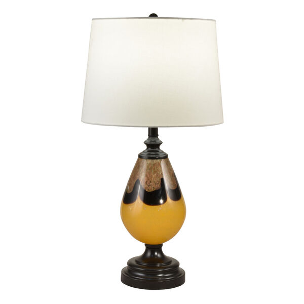 Keithia Ebony Black and White One-Light Hand Blown Art Glass Table Lamp, image 1