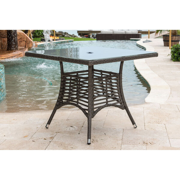 Intech Grey Square Outdoor Dining Table 36-Inch With Frost Glass and Hole, image 2