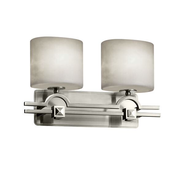 Clouds Argyle Brushed Nickel Two-Light Bath Vanity with Oval Shade, image 1