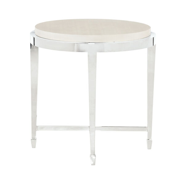 Criteria Pale Ivory Leather 26-Inch End Table, image 2
