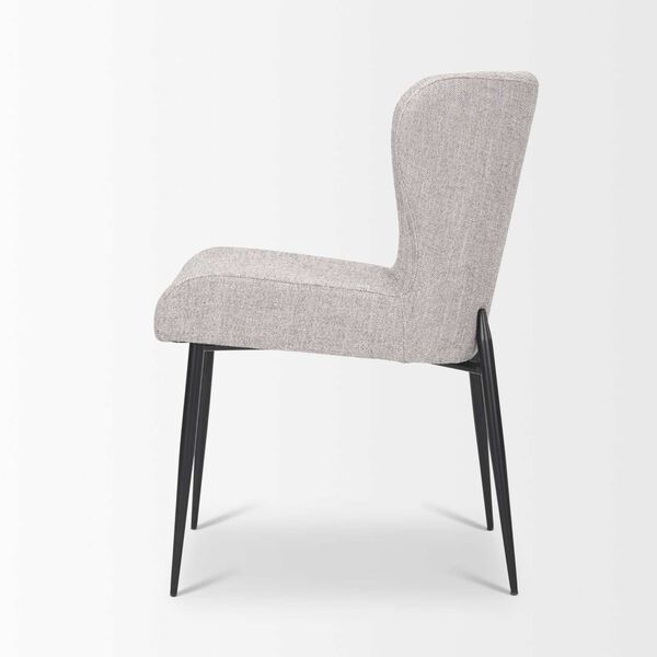 Hartt Matte Black Metal Frame and Gray Fabric Dining Chair, image 3
